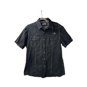 7 Diamonds Men's Large Utility Flap Pocket Casual Snap Front Short Sleeve Shirt